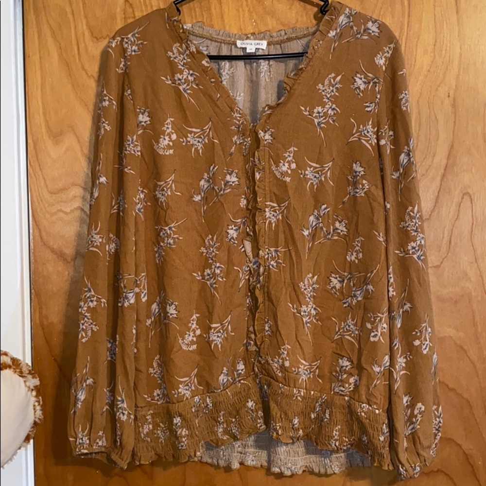 Brown Floral Blouse